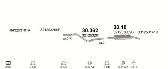 Auspuffanlage für VOLKSWAGEN PASSAT 1.6 (AUT)