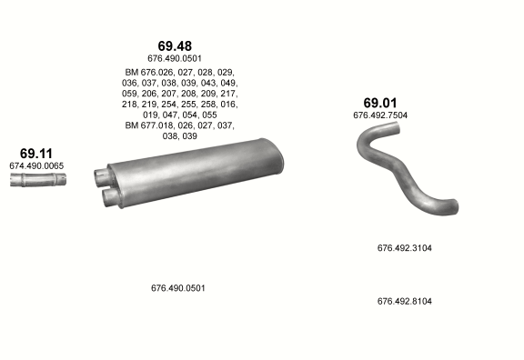 Auspuffanlage für MERCEDES 10-16 T 817 L-S-K-LS/917/1117/1117 L-S-LS/1120/1120 L/1317 S-K-AK/13