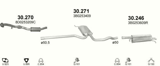 Auspuffanlage für VOLKSWAGEN PASSAT 1.6 (ADP, AHL)