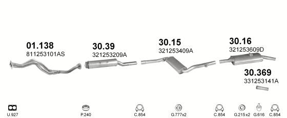 Auspuffanlage für VOLKSWAGEN PASSAT/SANTANA 1.8 (MAN.)