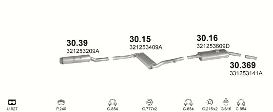 Auspuffanlage für VOLKSWAGEN SANTANA 1.8 (AUT.)