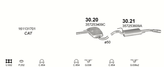 Auspuffanlage für VOLKSWAGEN PASSAT 1.8