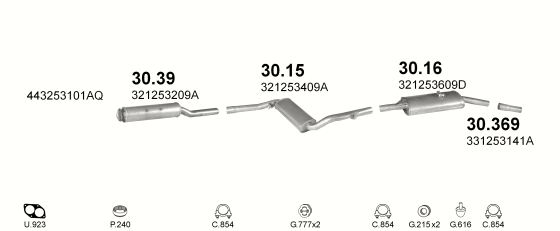 Auspuffanlage für VOLKSWAGEN PASSAT 1.9 (AUT.)