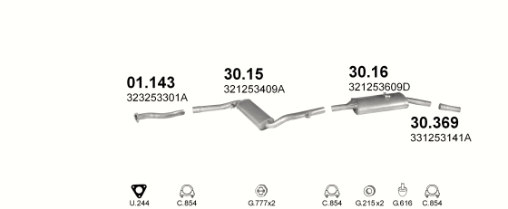 Auspuffanlage für VOLKSWAGEN SANTANA 2.2