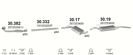 Auspuffanlage für VOLKSWAGEN PASSAT 1.9 D (1.9 Diesel)