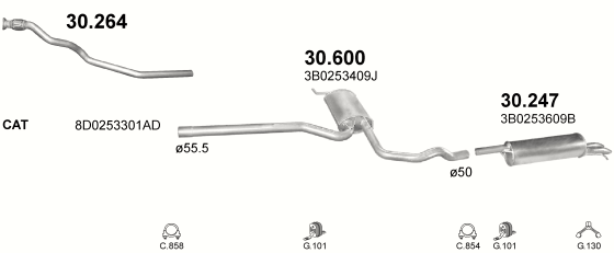 Auspuffanlage für VOLKSWAGEN PASSAT 1.9 D (1.9 TDi AHH)