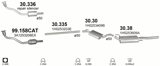 Auspuffanlage für VOLKSWAGEN VENTO 1.8 (1.8i)