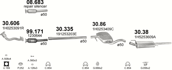 Auspuffanlage für VOLKSWAGEN VENTO 1.9 D (1.9 Diesel)