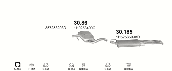 Auspuffanlage für VOLKSWAGEN VENTO 1.9 D (1.9 Diesel)