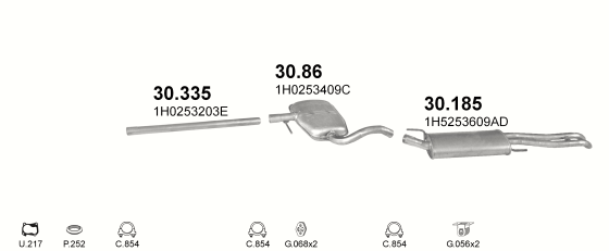 Auspuffanlage für VOLKSWAGEN VENTO 1.9 D (1.9 TDi Turbo Diesel)