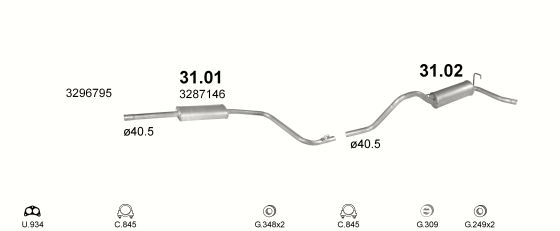 Auspuffanlage für VOLVO 340 1.4 (343, 345)