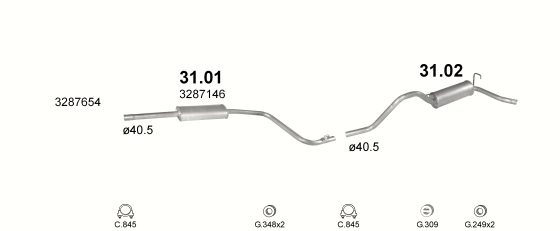 Auspuffanlage für VOLVO 340 1.4 (343, 345)
