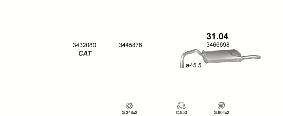 Auspuffanlage für VOLVO 440 1.7 (DL, GL, GLE, GLT)