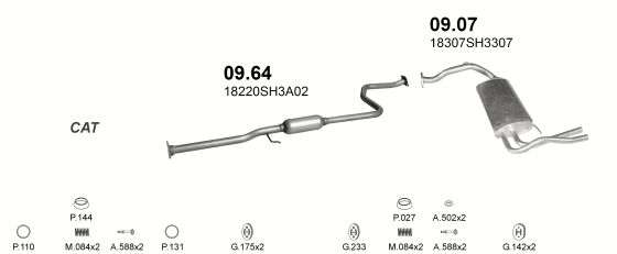 Auspuffanlage für HONDA CIVIC 1.6 (1.6i 16V)