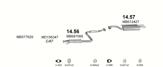 Auspuffanlage für MITSUBISHI GALANT 2.0 (2.0 GTI 16V)
