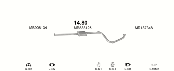 Auspuffanlage für MITSUBISHI LANCER 2.0 D (4D68)