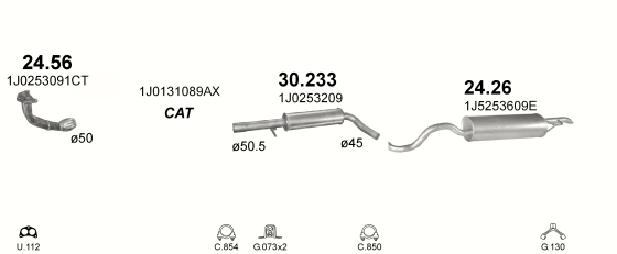 Auspuffanlage für SKODA OCTAVIA 1.6 (1.6i)