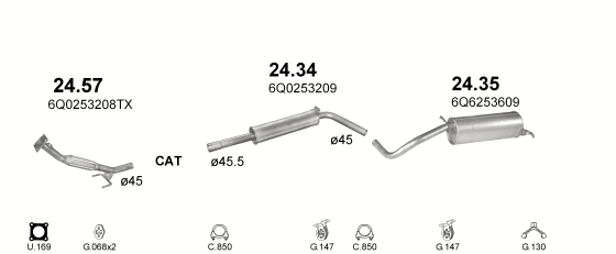 Auspuffanlage für SKODA FABIA 1.0 (1.0i)