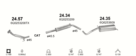 Auspuffanlage für SKODA FABIA 1.4 (1.4i)