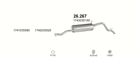 Auspuffanlage für TOYOTA HI-LUX 2.4 D (2.4 Turbo Diesel)