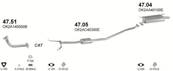 Auspuffanlage für KIA SEPHIA 1.5 (1.5i 16V)