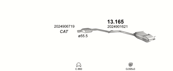 Auspuffanlage für MERCEDES C180 - T202 1.8 (T202 C180)