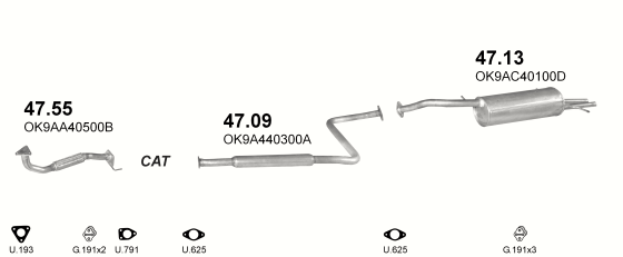 Auspuffanlage für KIA CLARUS 1.8 (VER. I)