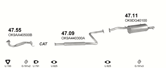 Auspuffanlage für KIA CLARUS 1.8 (VER. II)