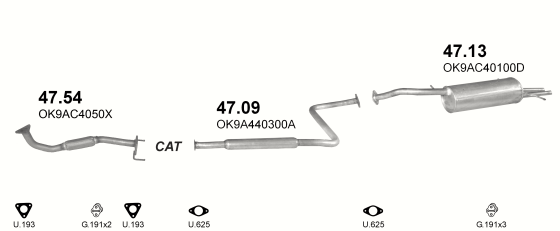 Auspuffanlage für KIA CLARUS 2.0 (VER. I)