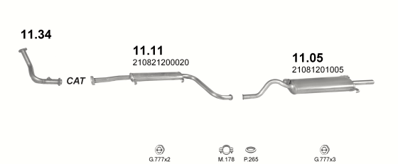 Auspuffanlage für LADA SAMARA 1.5 (1.5i 16V)