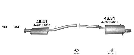 Auspuffanlage für SUBARU FORESTER 2.5 (2.5 Turbo 16V 4X4 XT)