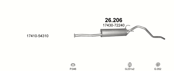 Auspuffanlage für TOYOTA HI-LUX 2.2 D (2.2 Diesel)