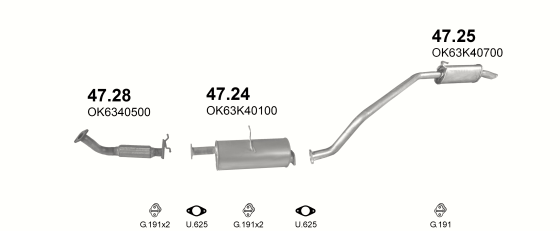 Auspuffanlage für KIA K2500 2.5 D