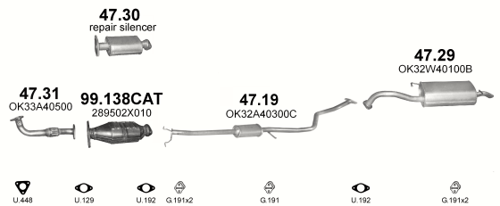 Auspuffanlage für KIA RIO 1.5 (1.5i)