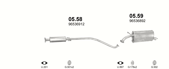 Auspuffanlage für CHEVROLET KALOS 1.2 (1.2i)