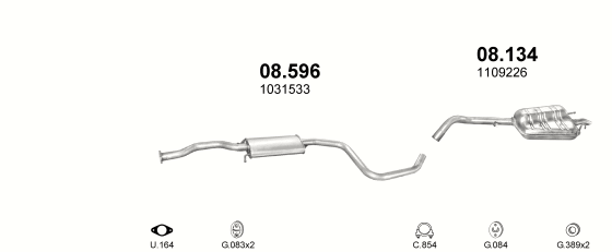 Auspuffanlage für FORD ESCORT 1.8 (1.8i/GT 16V)