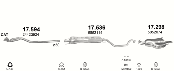 Auspuffanlage für OPEL ZAFIRA A 1.6 (1.6i 16V)