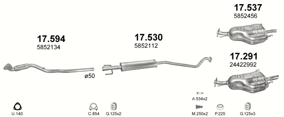 Auspuffanlage für OPEL ASTRA G 1.4 (1.4i 16V)