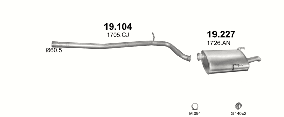 Auspuffanlage für PEUGEOT 406 1.9 D (1.9 Turbo Diesel)