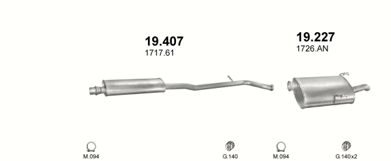 Auspuffanlage für PEUGEOT 406 2.1 D (2.1 Turbo Diesel)
