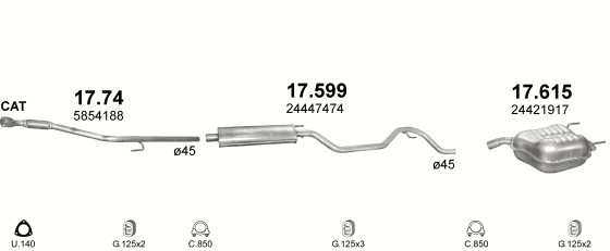 Auspuffanlage für OPEL VECTRA C 1.6 (1.6i -16V)