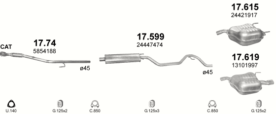 Auspuffanlage für OPEL VECTRA C 1.8 (1.8i -16V)