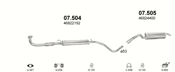 Auspuffanlage für FIAT STILO 1.6 (1.6i 16V)