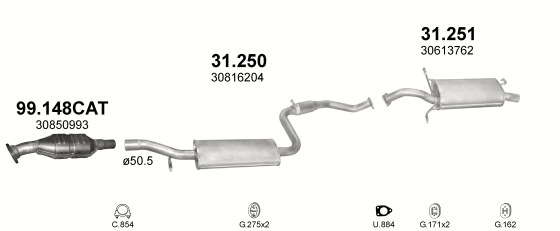 Auspuffanlage für VOLVO S40 1.8 (1.8i 16V)