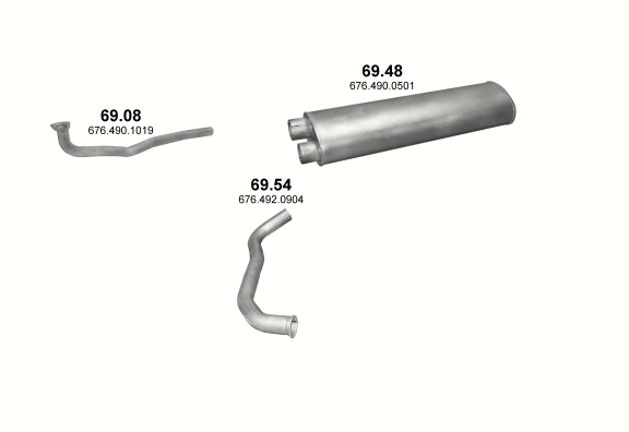 Auspuffanlage für MERCEDES 10-16 T 1120/1120 S/1317/1320/1320 S (1120 - WB 3700, 4250, 4900, 5500 ; 1317 - WB 4190 ; 1320 - WB 3640, 4190, 4840, 5490 ; 1120 S - WB 3150, 3700 ; 1320 S - WB 3090)