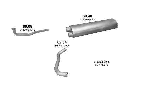 Auspuffanlage für MERCEDES 10-16 T 817/817 S-K/1117/1117 S-K/1317/1517 (817 - WB 3150, 3700, 4250, 4900 ; 1117 - WB 3700, 4250, 4900, 5500 ; 1317 - WB 4190, 4840, 5490 ; 1517 - WB 4190 ; 817 S/K - WB )