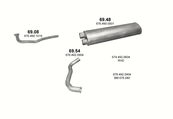 Auspuffanlage für MERCEDES 10-16 T 1117 S-K/817/817 K-S/1117/1317/1517