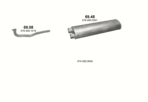 Auspuffanlage für MERCEDES 10-16 T 1117/1117 S-K/1317/1517 (1117 - WB 3700, 4250, 4900, 5500 ; 1317 - WB 4190, 4840, 5490 ; 1517 - WB 4190 ; 1117 S - WB 3090, 3150, 3640, 3700 ; 1117 K WB )