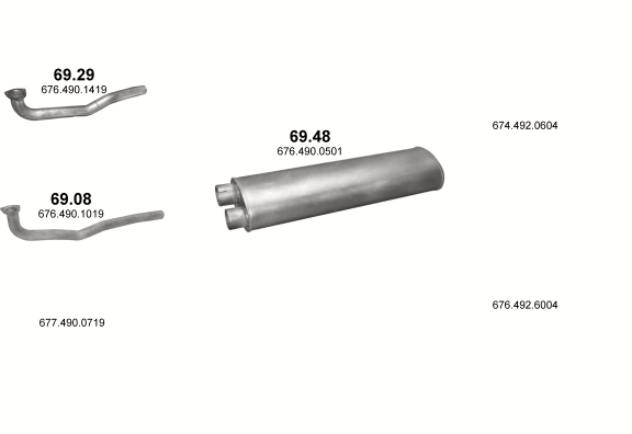 Auspuffanlage für MERCEDES 10-16 T 817/817 S-K (817 - WB 3150, 3700, 4250, 4900 ; 817 S - WB 3150, 3700 ; 817 K - WB 3150)