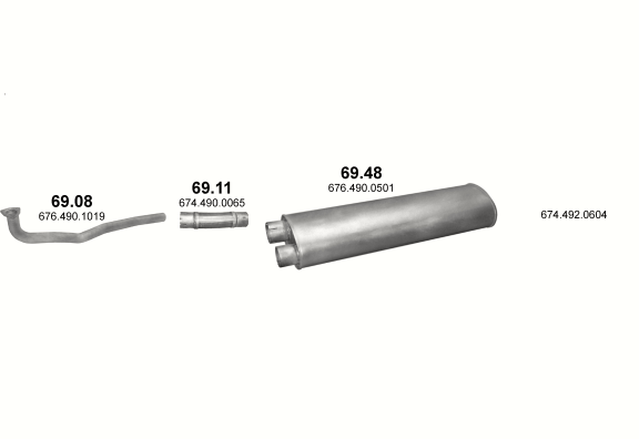 Auspuffanlage für MERCEDES 10-16 T 817 L-LS/1117 L-S (817 L - WB 3150, 3700, 4250, 4900 ; 1117 L - WB 3700, 4250, 4900, 5490 ; 817 LS/1117 S - WB 3150, 3700)